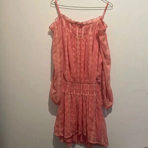 Pink Cold Shoulder Lace Embroidered Free People Dress